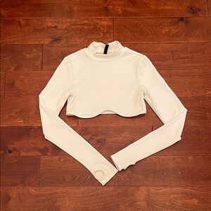 H&M Cream Long Sleeve Crop Top